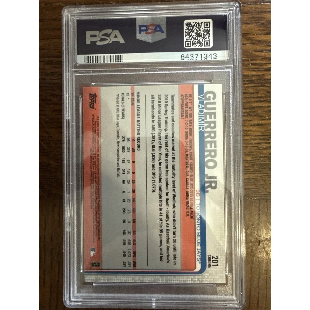 2019 Topps Chrome‎ 💎 Prism Refractor VLADIMIR GUERRERO JR RC Rookie #201 PSA 9